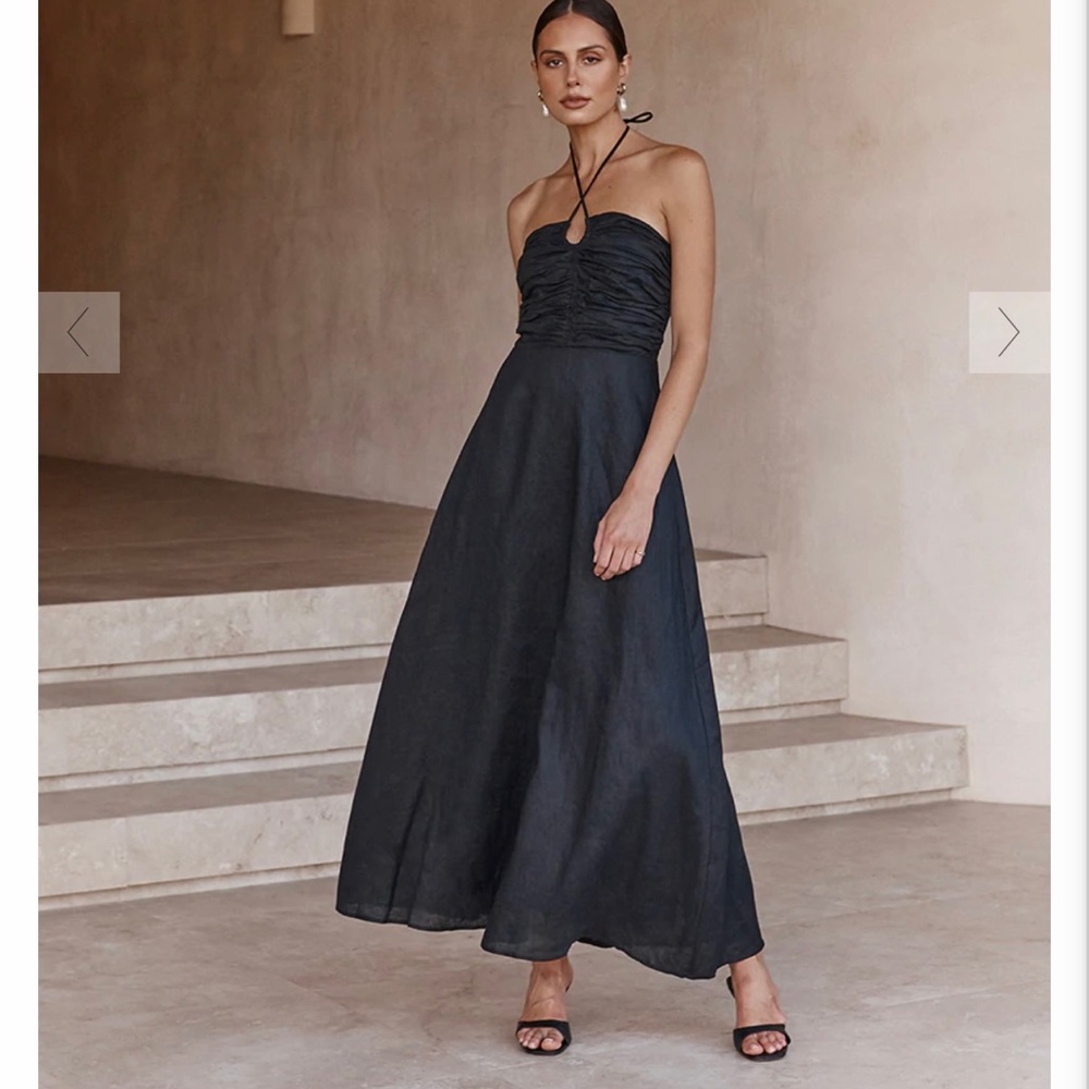 Flow black halter midi Dress